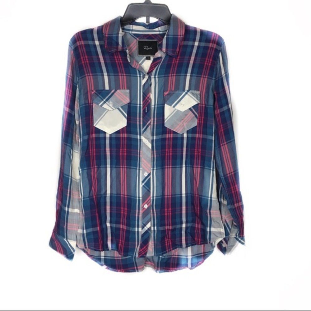 Rails Plaid Button Up Shirt Pink Blue White